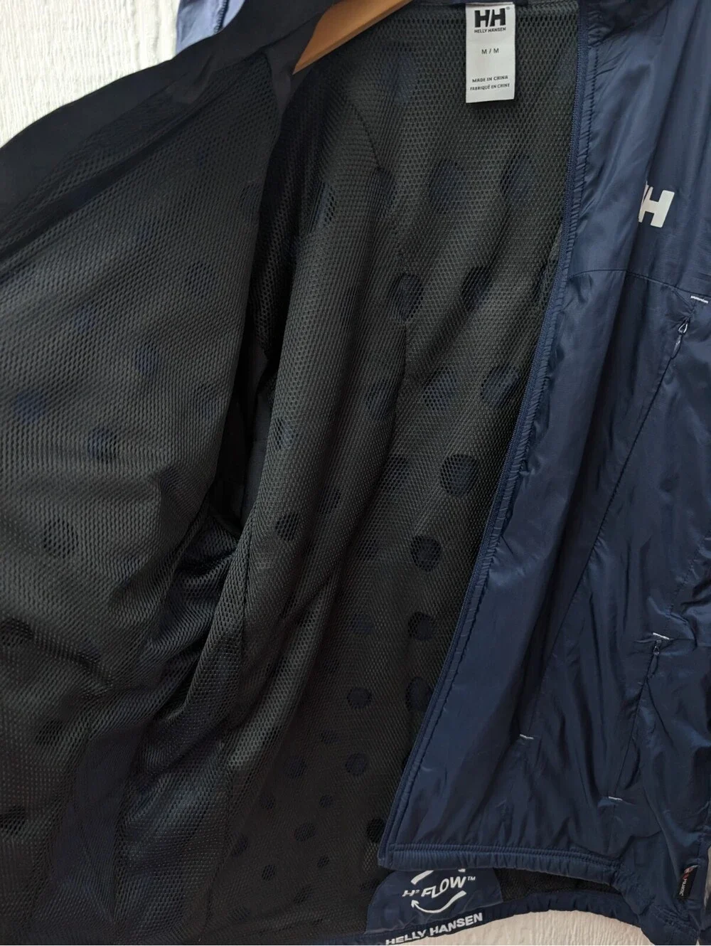 Helly Hansen Windbreaker Jacket Water Resistant Vents Blue H2 Flow Size Medium